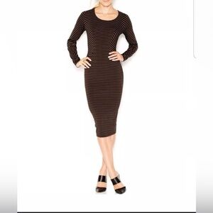 BAR III olive &black striped bodycon dress